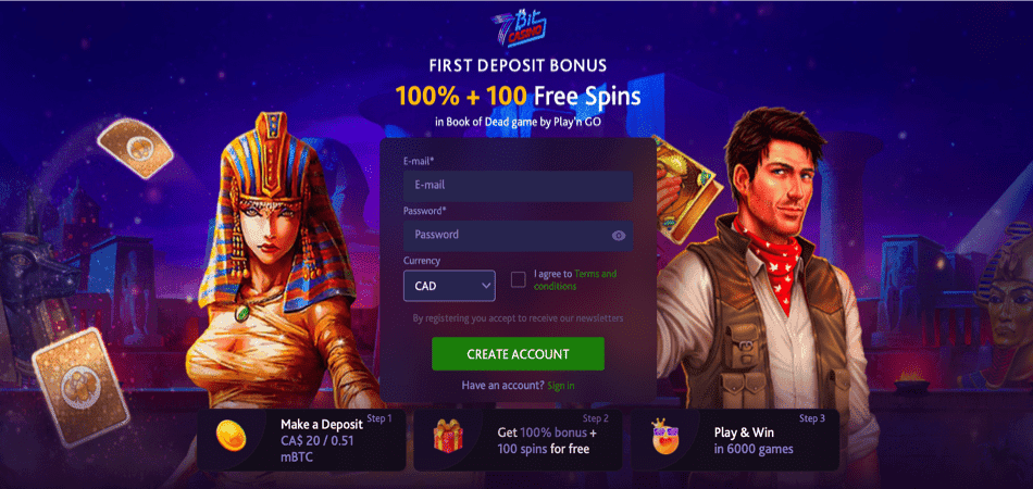 100 Free Spins in Book of Dead game by Play’n GO - 7Bit Casino