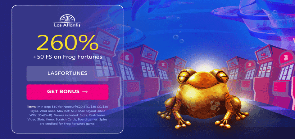 260% +50 FS on Frog Fortunes - Las Atlantis