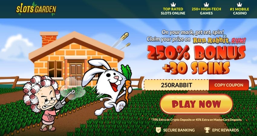 30 Free Spins in Run Rabbit, Run! Slot Machine at Slots Garden Casino