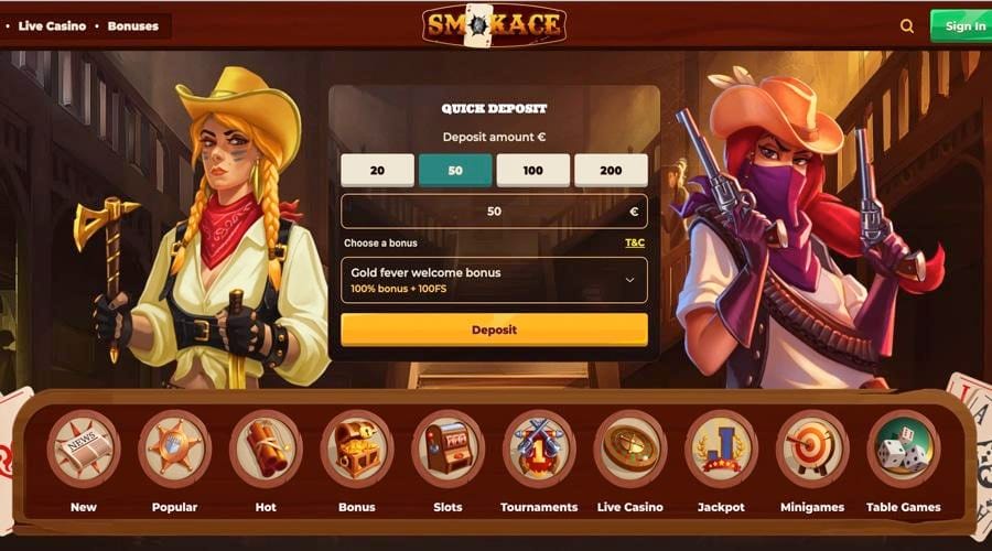 Smokace Welcome Bonus and Free Spins for Fresh Players