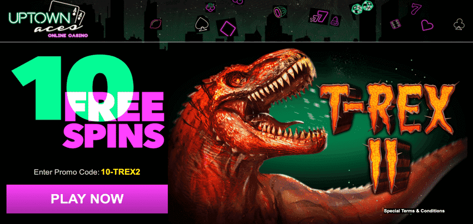 T-Rex 2 Free Spins Bonus Code at Uptown Aces