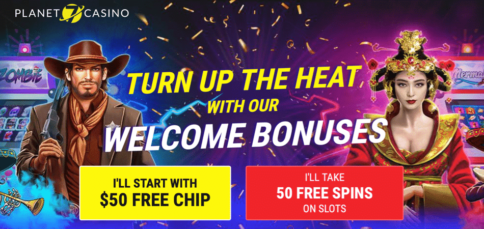 Planet 7 Casino Free Chip and free spins welcome bonus