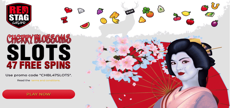 47 free spins NDB in Cherry Blossoms at RedStag Casino