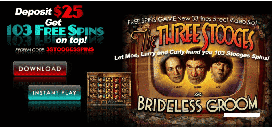 The Three Stooges Free Spins bonus code at Slotocash