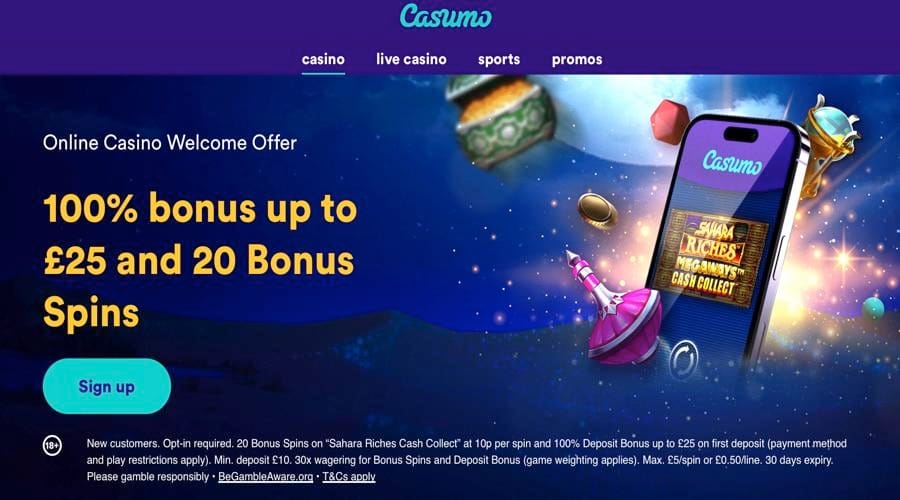 Casumo Free Spins for UK