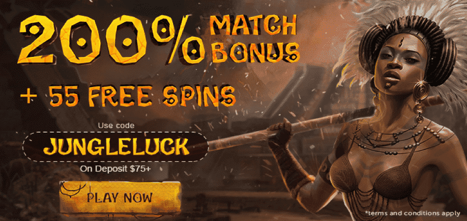 Jungle Luck slot 55 free spins at BoVegas Casino